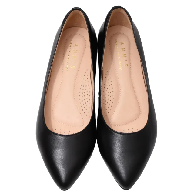 【Ann’S】高個子女孩&跟鞋初學者-素面頂級綿羊皮低跟包鞋3cm(黑)