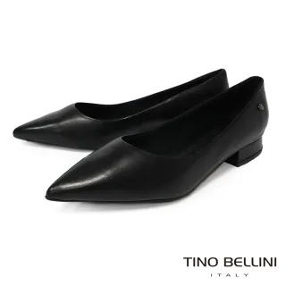 【TINO BELLINI 貝里尼】巴西素面低跟圓尖包鞋FWCT037A-1(黑)