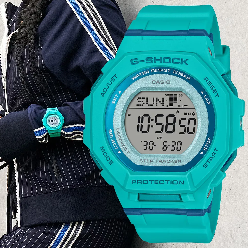 【CASIO 卡西歐】G-SHOCK WOMEN 藍牙連線 計步運動腕錶 母親節 禮物 推薦(GMD-B300SC-2)