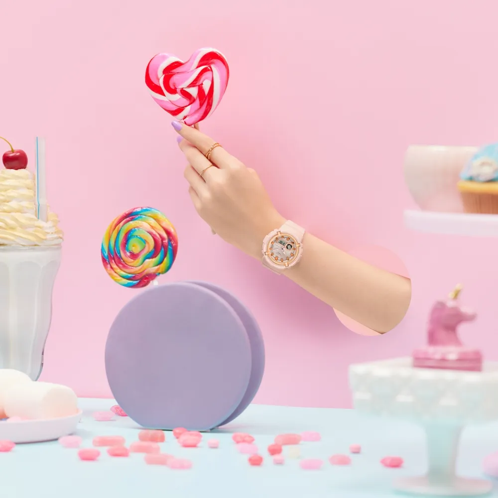 【CASIO 卡西歐】BABY-G 彩糖活力橘 橘子氣水糖 雙顯電子錶(BGA-280SW-4A)