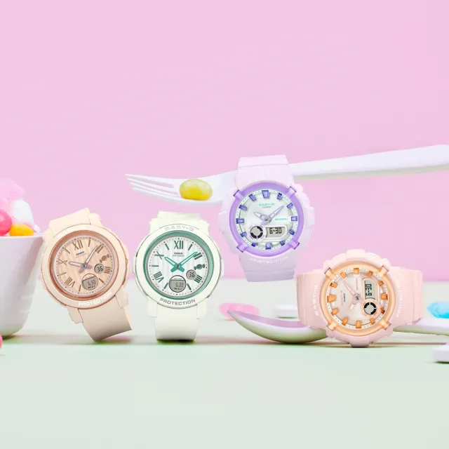 【CASIO 卡西歐】BABY-G 彩糖活力橘 橘子氣水糖 雙顯電子錶(BGA-280SW-4A)