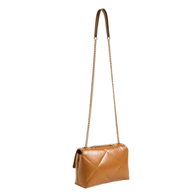 【TORY BURCH】Kira Small Diamond Quilt 小款 菱格形絎縫 鍊條 肩背包 棕色 154706