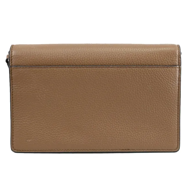 【Michael Kors】JET SET 簡約金屬LOGO拼接翻蓋方包斜背包(棕色)