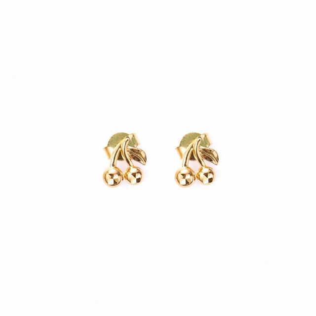 【路森】黃金耳環-櫻桃(金重:0.55錢+-0.03錢)