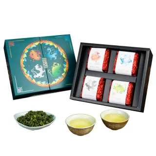 【茶曉得】四方神獸風華烏龍茶葉禮盒75gx4包x1盒(半斤;贈品牌提袋;送禮首選/父親節/中秋節)