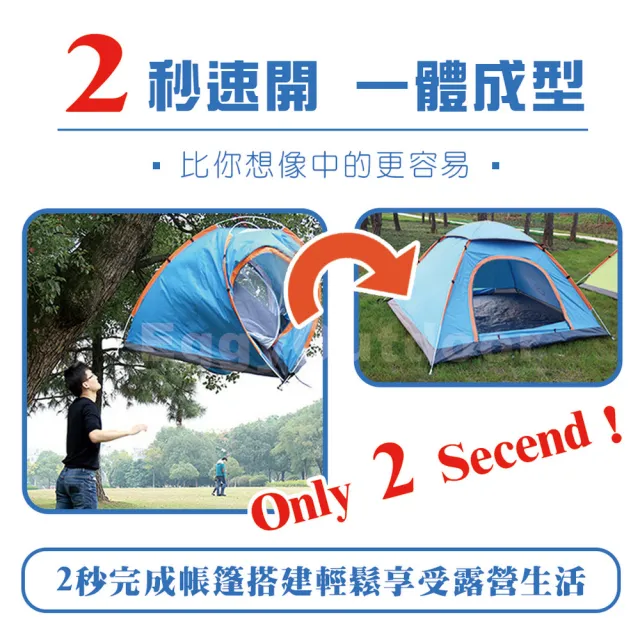【Petvibe】全自動速開雙門3-4人拋帳1入(速開帳篷/秒開帳/沙灘帳篷/自動帳篷/速開帳篷/野餐帳篷/簡易帳)