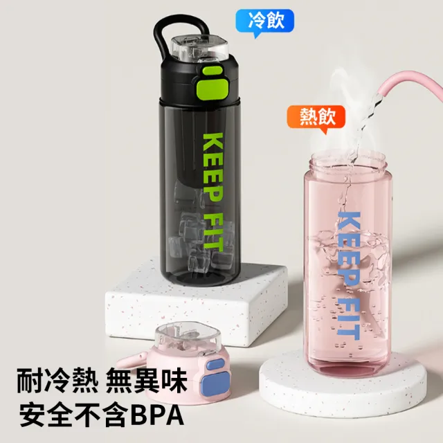 【SUNY】美國進口Tritan防摔運動水壺 1100ML 直飲吸管兩用水瓶 手提水杯 健身杯 帶刻度透明水瓶(帶茶隔)