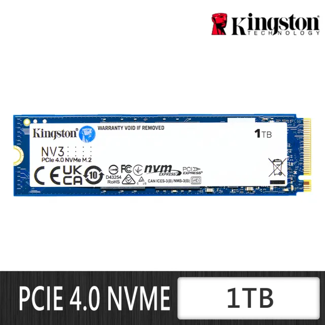 【Kingston 金士頓】NV3 1TB Gen4 PCIe SSD 固態硬碟(SNV3S/1000G)