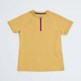 【ADISI】女超透氣智能抑菌半門襟短袖野跑衣 AL2411084 芥末黃(抗UV 快乾 抗菌 除臭 排汗衣 運動上衣)