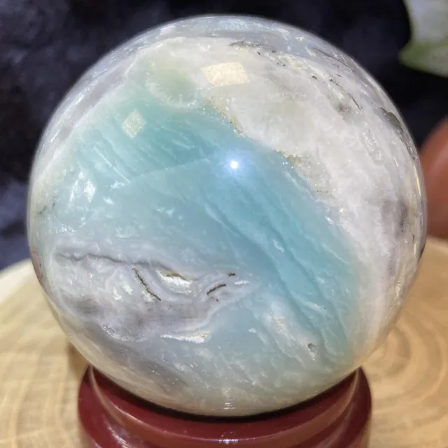 【Cozy 世界水晶原礦與茶】亞馬遜天河石球 6.5cm 31-1(三大能量石之一 主要可緩解焦慮帶來清晰思緒)