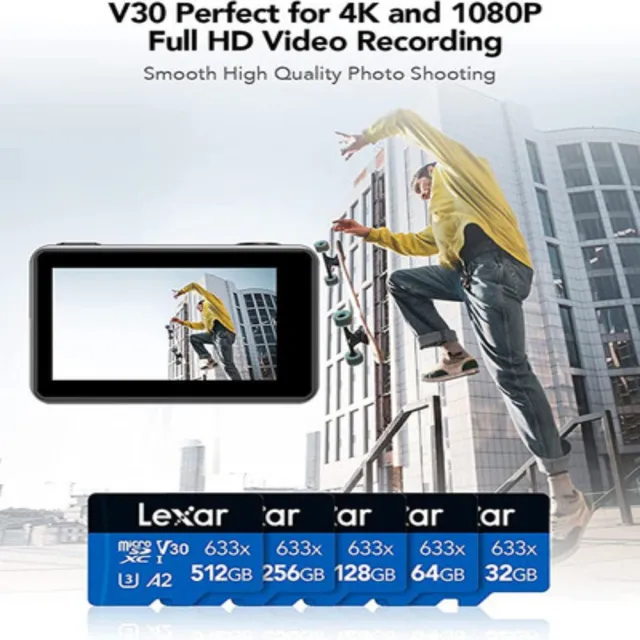 【Lexar 雷克沙】[全新版] 256GB 高速效能 633x microSDXC UHS-I A1 V30 記憶卡(附SD轉卡 10年有限保固)