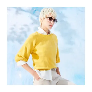 【Le Polka】拉克蘭袖圓領針織上衣-女