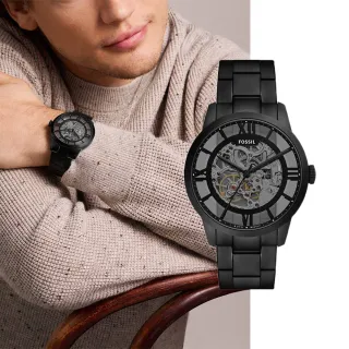 【FOSSIL 官方旗艦館】Townsman 摩登都會機械手錶 黑色不鏽鋼錶帶 44 MM ME3269 雙12限定