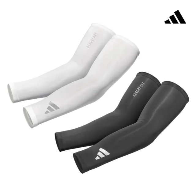 【adidas 愛迪達】吸濕排汗壓縮袖套(黑/白)