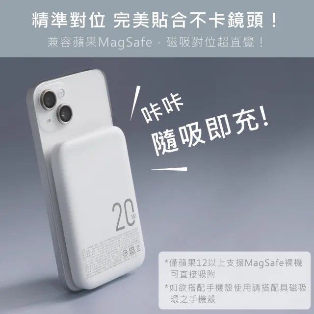 【AWSON 歐森】日本歐森5000mAh薄型磁吸充電/磁吸行動電源/AWP-5712//WH標示(MagSafe/快充20W)