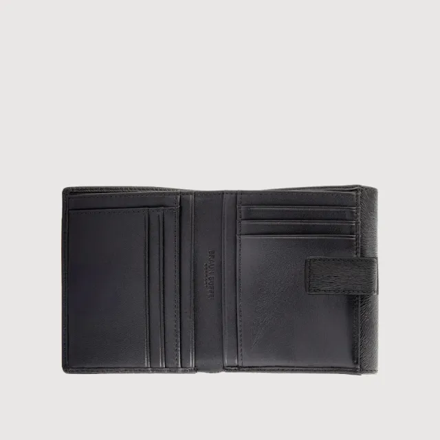 【BRAUN BUFFEL 德國小金牛】依雅娜 8卡兩折短夾-黑色(BF853-404-BK) 錢包送禮推薦