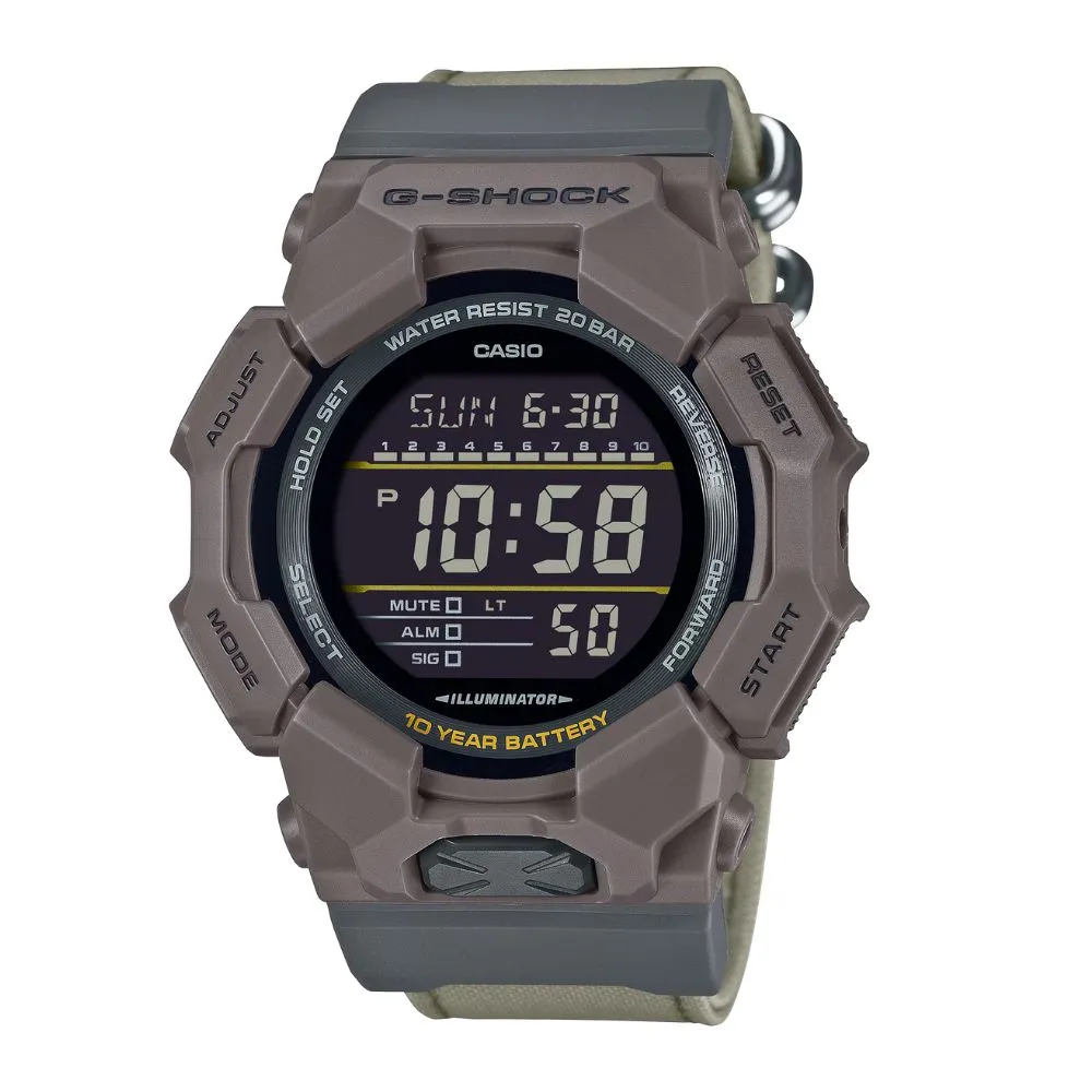 【CASIO 卡西歐】G-SHOCK 十年電力 大地棕 強韌布質錶帶 數位顯示 GD-010CE-51.9_mm