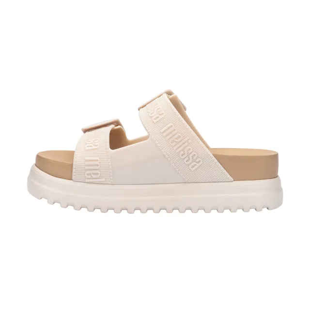 【Melissa】LOGO雙扣帶厚底拖鞋(米色)