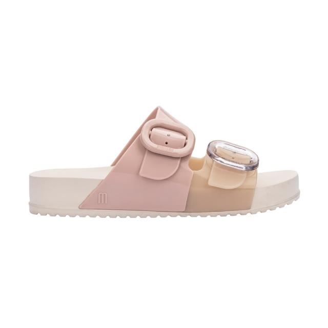【Melissa】拼色雙扣帶拖鞋(米色)