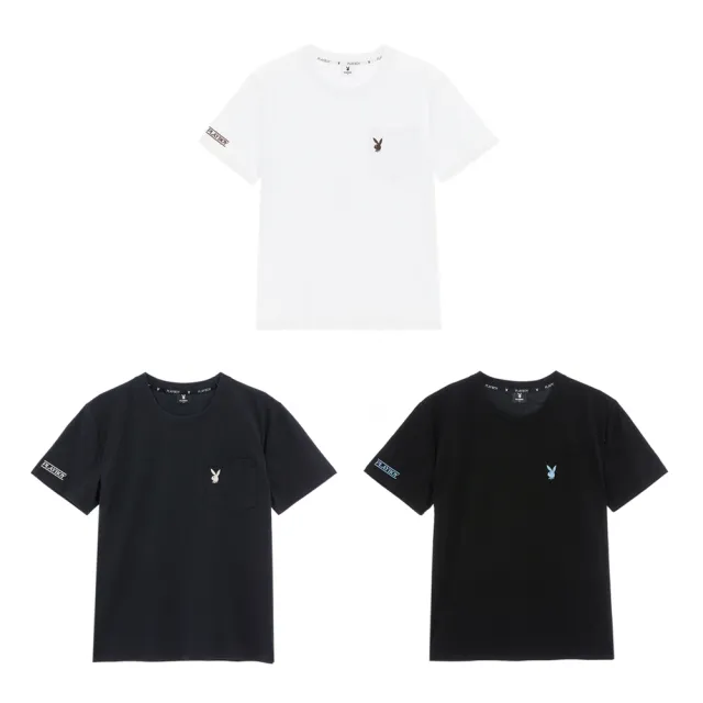 【PLAYBOY】涼感口袋圓領T-SHIRT(黑色)
