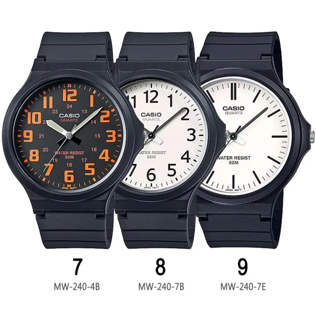 【CASIO 卡西歐】經典日系簡約指針錶-9款可選 情人節 送禮(MW-240系列)