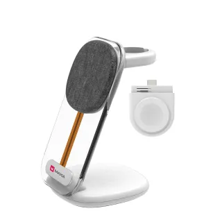 【MAXIA】All in 1 三合一15W無線磁吸多功能充電座-晨曦白(手機/AirPods/Apple Watch 一機搞定)