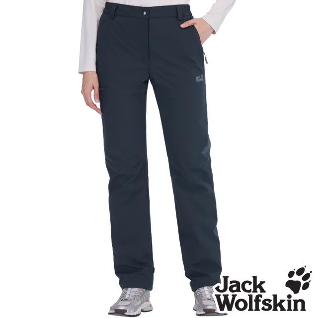 【Jack wolfskin 飛狼】女 防風雪褲 防潑水保暖褲 厚刷毛內裡休閒褲(丈青)