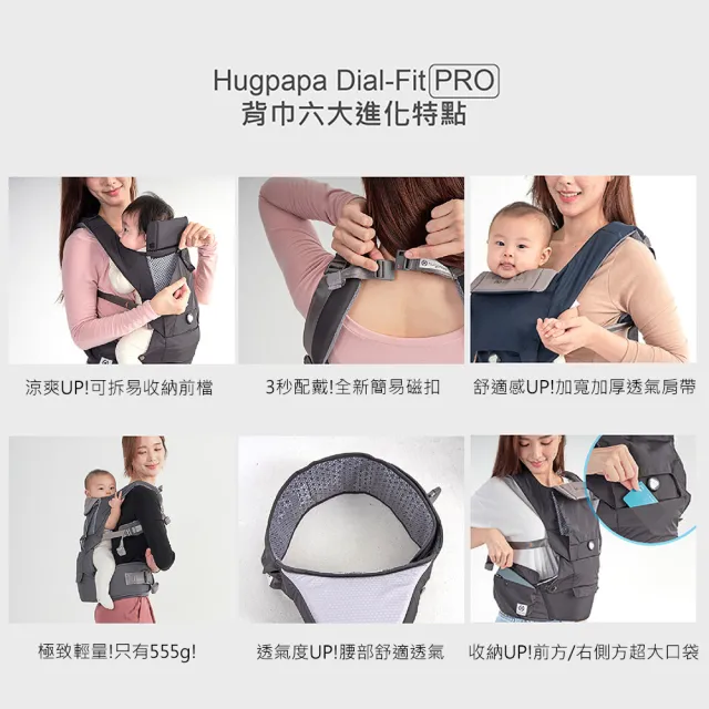 【hugpapa】DIAL-FIT PRO 韓國嬰兒透氣減壓背帶 新生兒腰凳背巾/揹巾(4色/全新升級款)