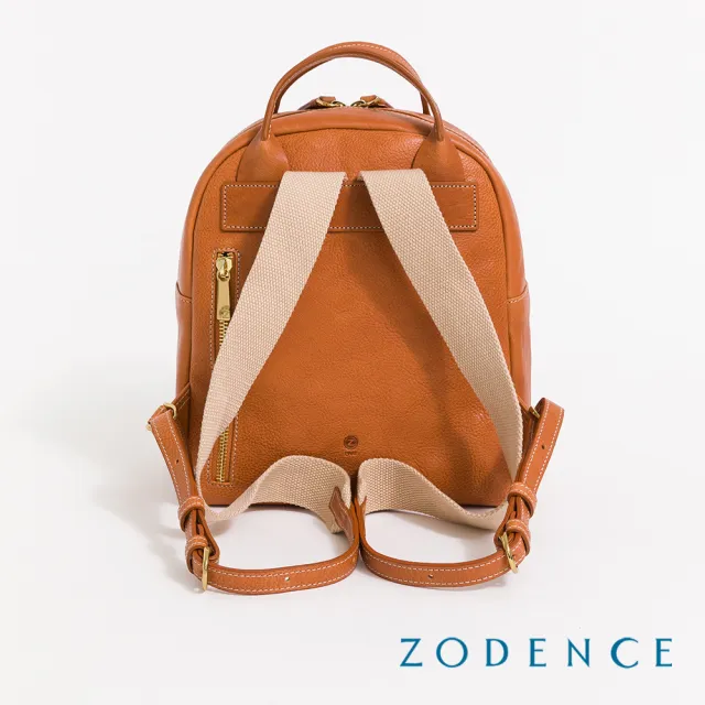 【ZODENCE 佐登司】AGNES義大利植鞣革烙印手提後背包(經典駝)
