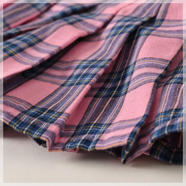 【橘魔法】插肩短袖上衣+百褶格子褲裙 套裝(運動套裝 小童 制服 學院風 童裝 女童 兒童)