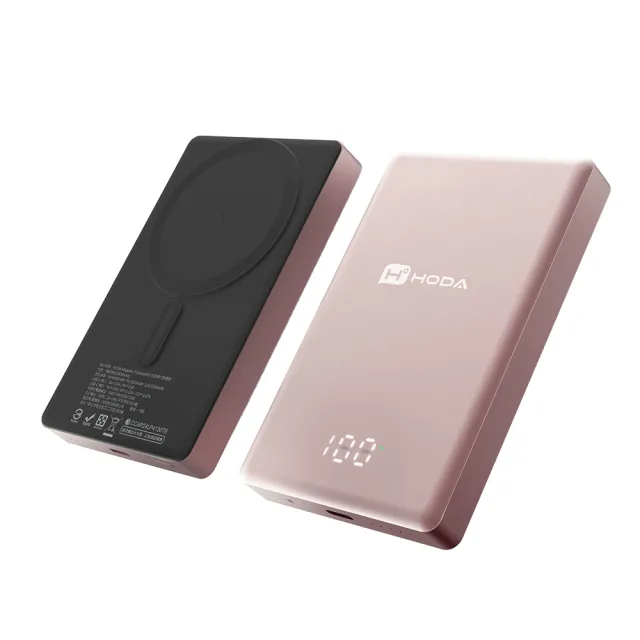 【hoda】PB03M 10000mAh 20W 單孔輸出 磁吸式鋁合金超薄行動電源(無線/MagSafe/PD快充)
