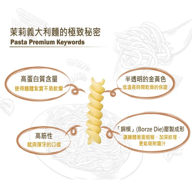【Molisana 義大利茉莉】石臼碾磨-義大利直麵n15-500gx6包(高山冷泉揉製麵糰)