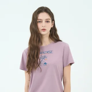 【GIORDANO 佐丹奴】女裝夏日印花短袖上衣(27 紫色)
