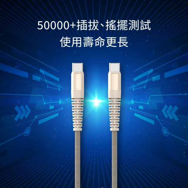 【KINYO】Type-C To Type-C PD 100W超快充數據線(1.2M USBTYC-12)