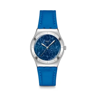 【SWATCH】Irony 金屬系列手錶 BLUE PETAL PROMISE 番紅花 女錶 瑞士錶 錶(33mm)