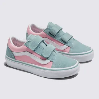 【VANS 官方旗艦】Old Skool V 中童款粉色/藍綠色滑板鞋/休閒鞋(童鞋)