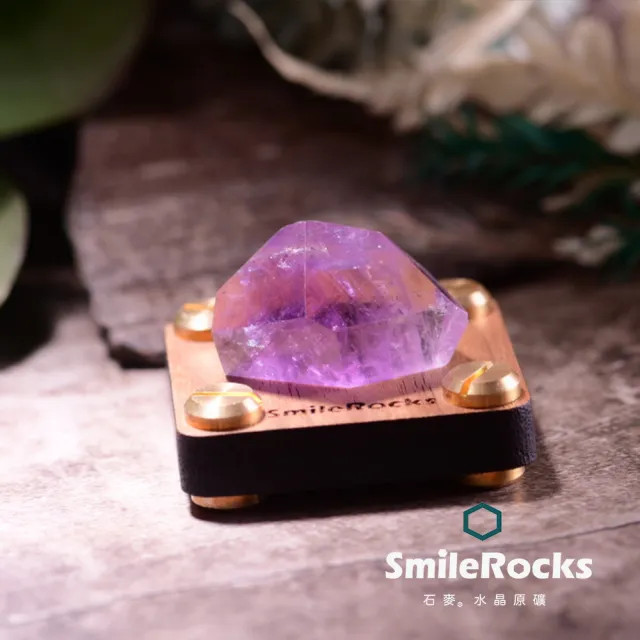 【SmileRocks 石麥】石麥水晶原礦 紫水晶隨形冰塊 No.623220319(SmilePad 4.5X4.5底板)