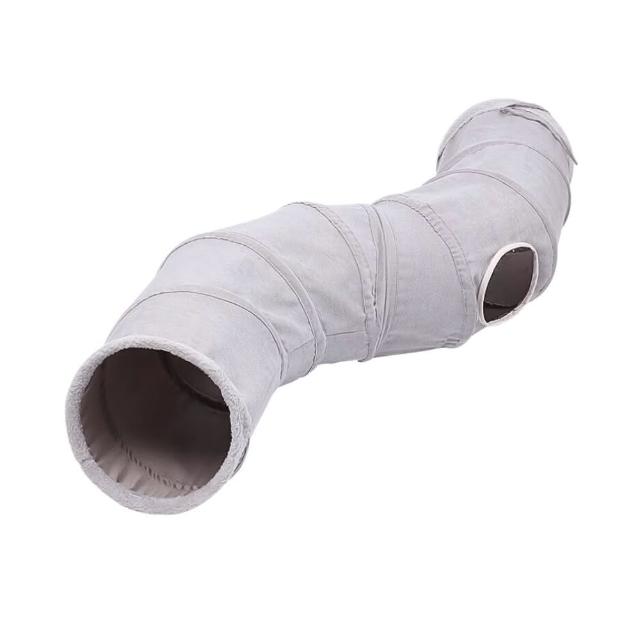 【Petvibe】折疊絨布貓隧道(貓隧道/貓咪隧道/貓咪隧道玩具/絨布貓隧道/貓玩具/貓咪玩具/S型貓隧道)