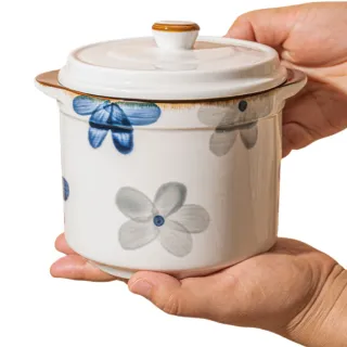 【超微米】日式燉盅 隔水燉家用陶瓷帶蓋雙蓋燉燕窩專用湯盅 蒸蛋碗 煲湯燉罐(家用陶瓷雙蓋雙耳湯盅)