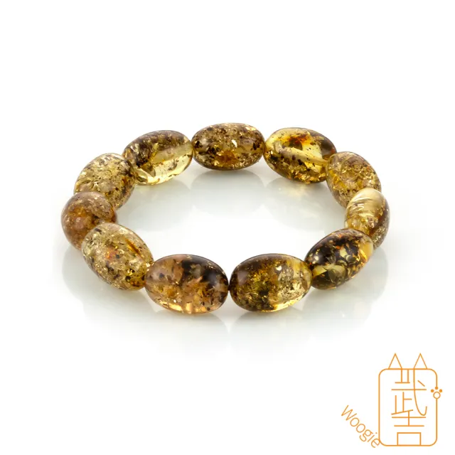 【Woogie武吉珠寶】琥珀蜜蠟設計師隨形綠珀手鍊(11-12mm)