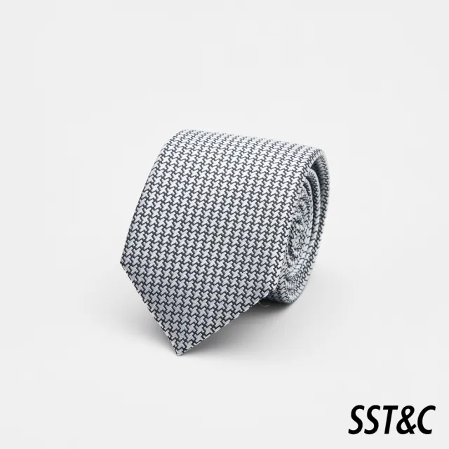 【SST&C】黑銀幾何窄版領帶7CM 00362502005(換季55折)