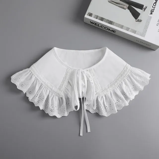 【米蘭精品】現貨+預購 假領子襯衫披肩(娃娃領木耳邊宮廷風綁帶女裝配件74kp14)