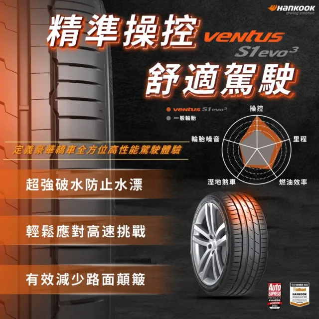 【Hankook 韓泰】Ventus S1 evo3 K127 輪胎 235/40/19 電動車胎 操控性能胎 特斯拉認證 二入組(安托華)