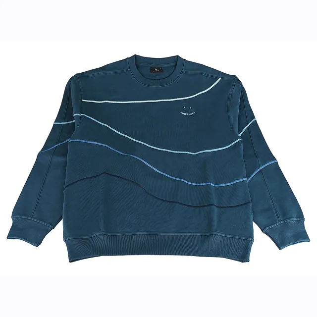 【Paul Smith】PAUL SMITH布標白字LOGO有機棉質圓領長袖運動衫(男款/深藍)