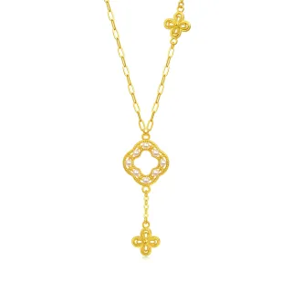 【點睛品】鏤空四葉草 黃金珍珠項鍊