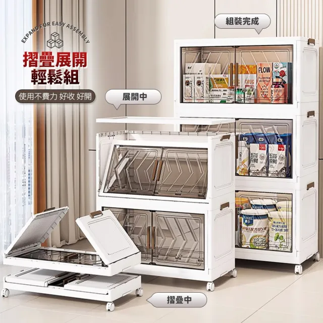 【Mr.Box】40面寬/43面寬 摺疊雙開門五層收納櫃(附滑輪)