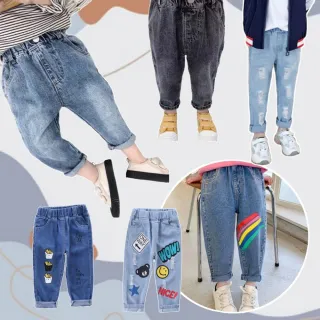 【安朵童舖】現貨韓版卡通印花造型牛仔褲休閒寶寶潮褲長褲(056/035A)