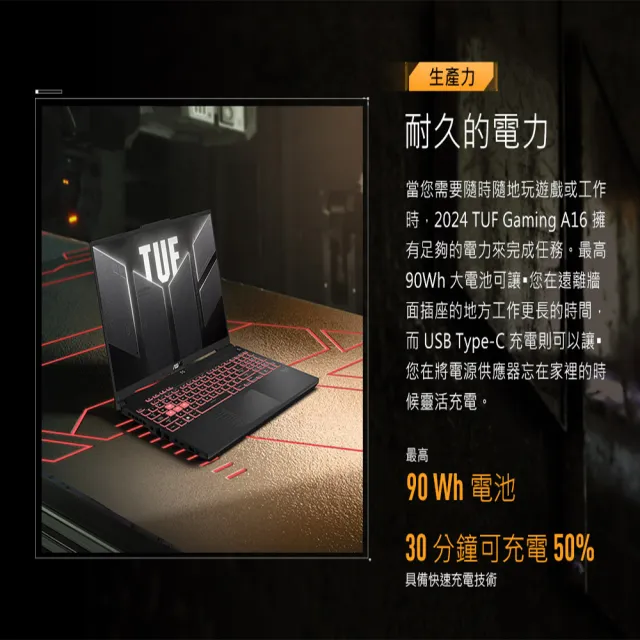 【ASUS】升級附1TB組★16吋 R5 GeForce RTX 4050電競筆電(FA607NU-0043A7535HS/R5-7535HS/16G/512G/W11)