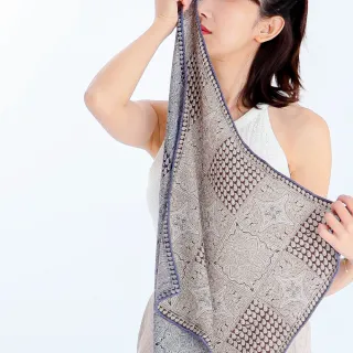 【BANNIES】蠶絲羊毛方巾｜華紋秘境(圍巾 披肩 羊毛 蠶絲)