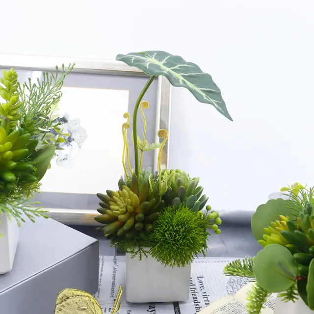【HUGO DECO 榆果傢飾】觀音蓮葉佛手蓮香氛植栽(擬真植物/人造盆栽/綠化/佈置/禮物)
